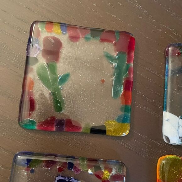 Glass Mosaic Colorful Coasters Yard Art set of 4 - Picture 2 of 13
